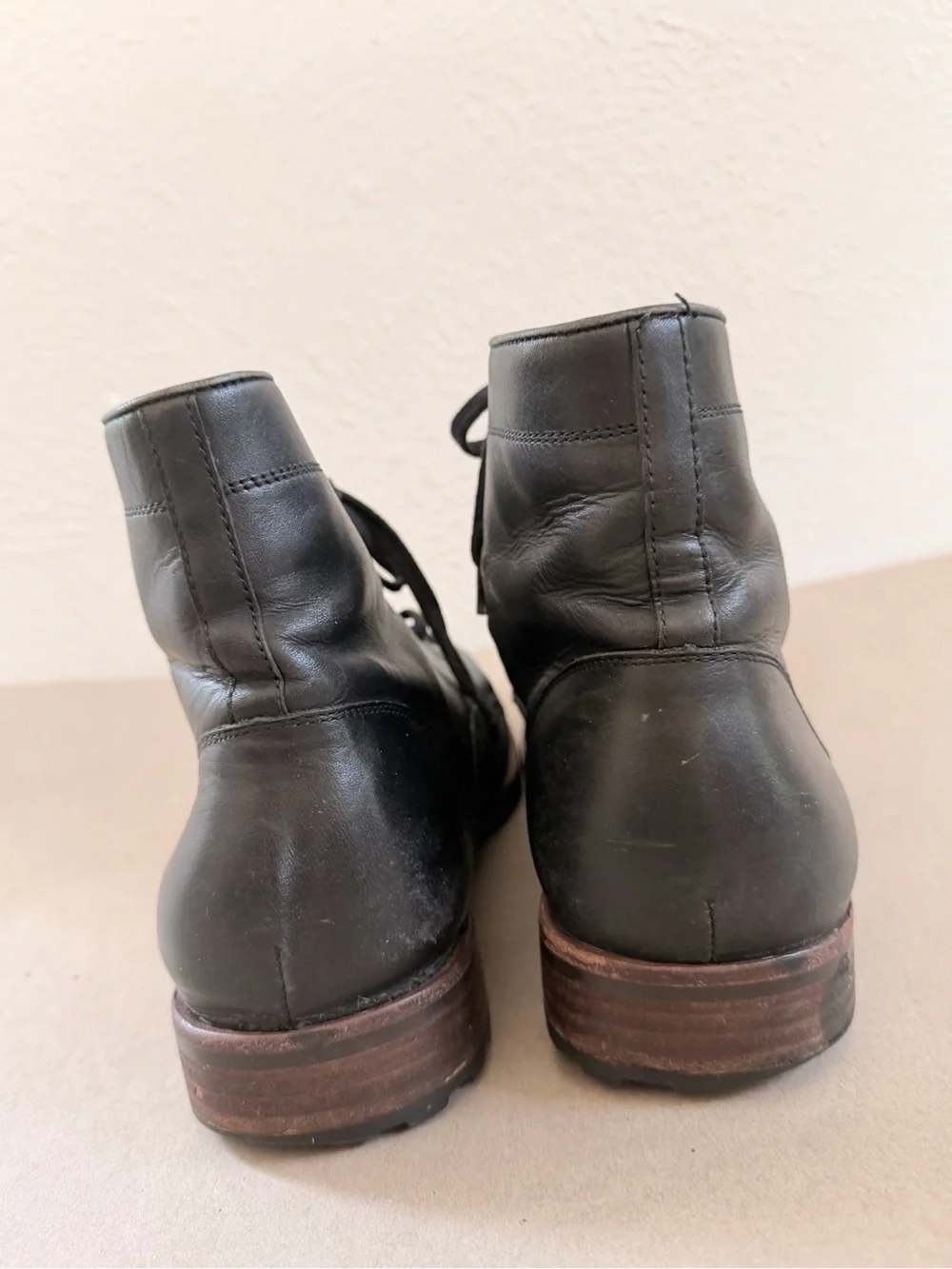 Warfield  & Grand black leather lace up boots